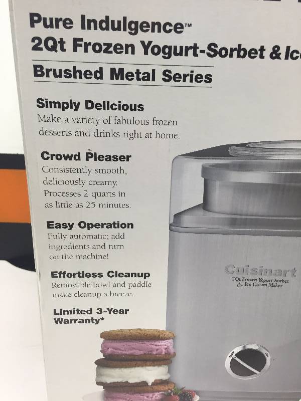 lot 72 image: CUISINART ICE CREAM YOGURT AND SORBET MAKER
