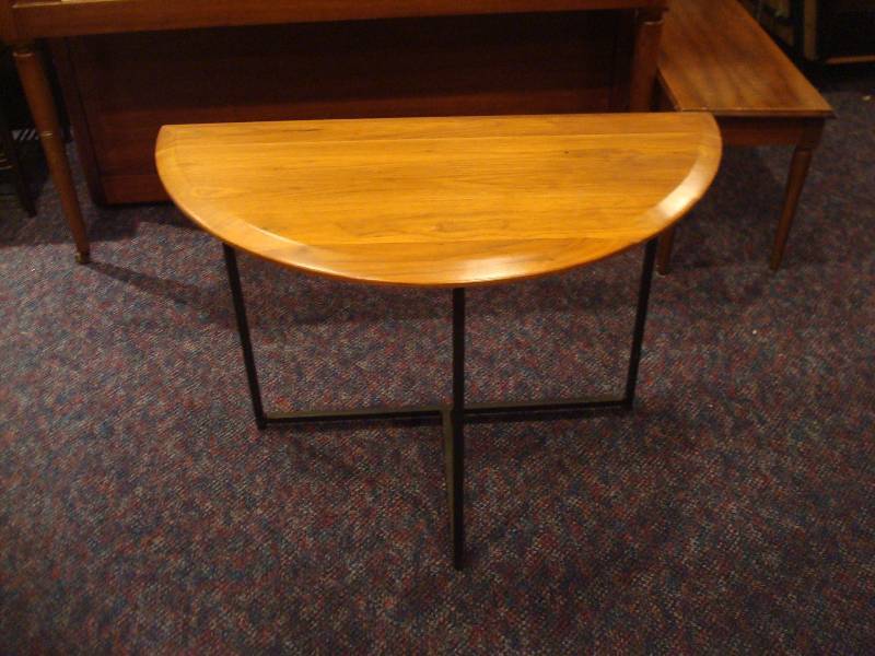 Wrought Iron Base Wood Top Hallway Table, Top...