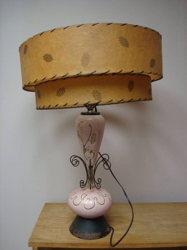 Very Unique Vintage 1950s Table Lamp With 2 ...