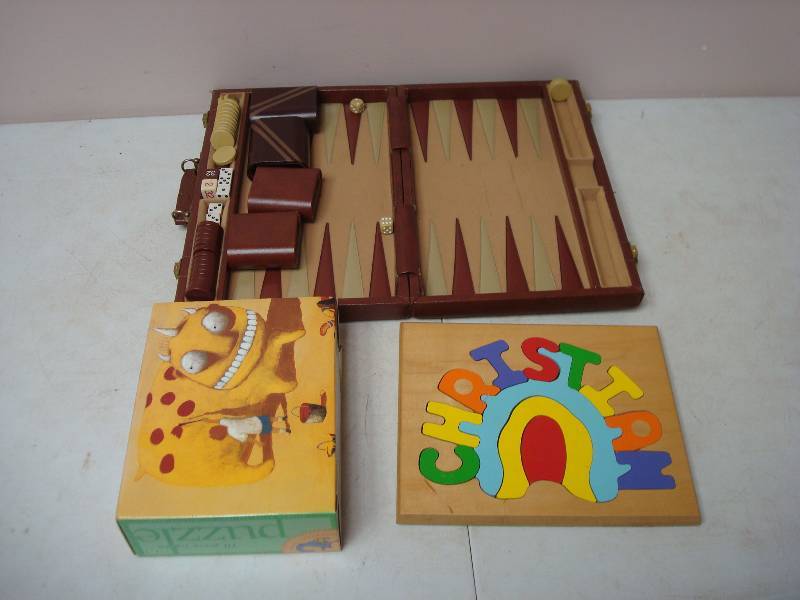 Backgammon Board Game And Wood Puzzle...