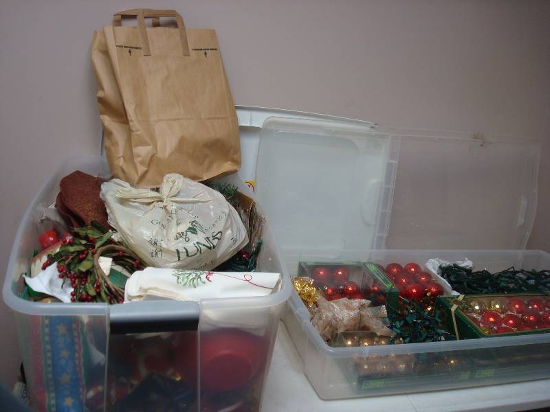 Two Bins Of Christmas Items...