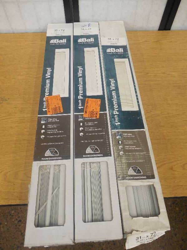 (3) White 1 in. Room Darkening Vinyl Mini Blind - 31 in. W x 72 in. L