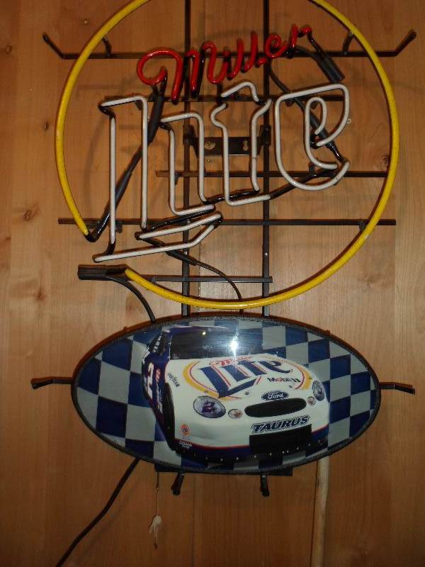 Miller Lite 3 Color Neon Nascar Beer Sign...