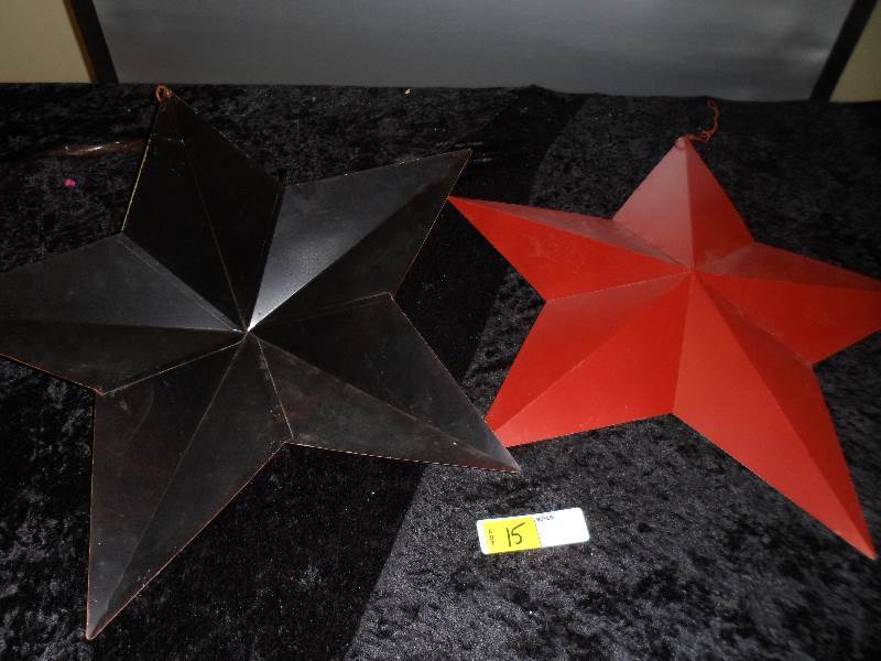 2 Decorative Red Metal Stars