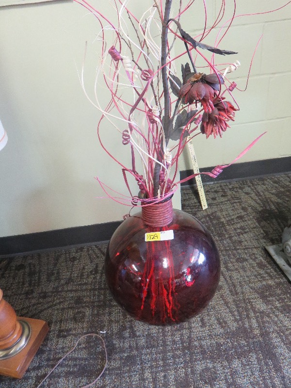 Large Red Glass Decorative Vase