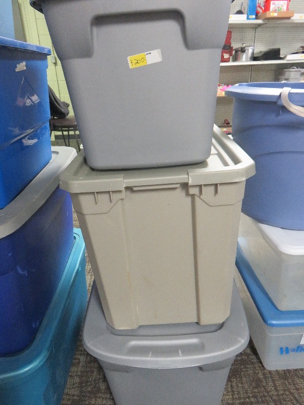 Lot of 3 Plastic Totes with Lids