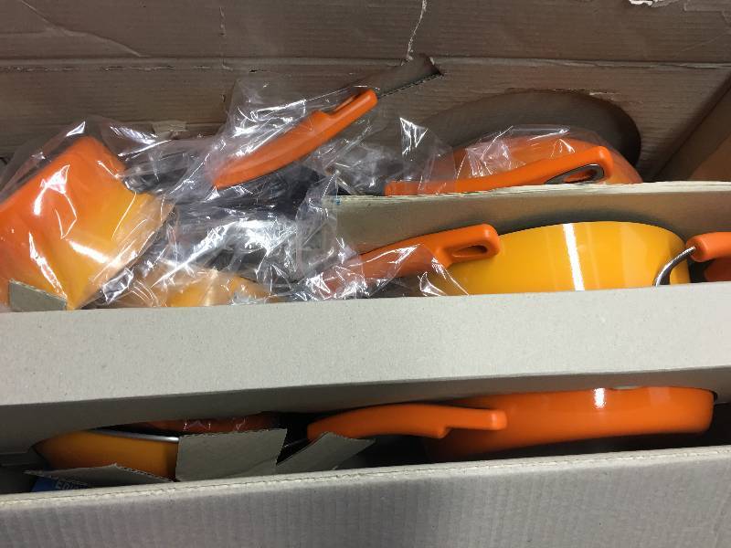 lot 22 image: Rachael Ray Brights 10-Pc. Nonstick Cookware retail $168