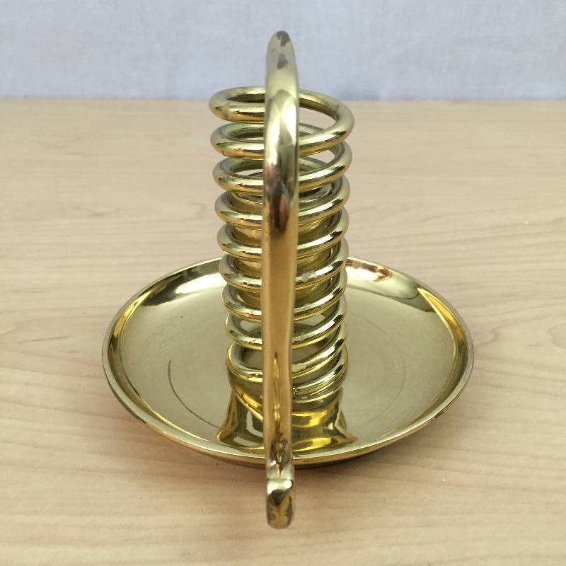 lot 99 image: Shiny Bright Gold English Adjustable Spiral Twist Candle Holder Courting Solid Heavy Lacquered Brass Candleholder As Your Candle Burns You Adjust the Spiral