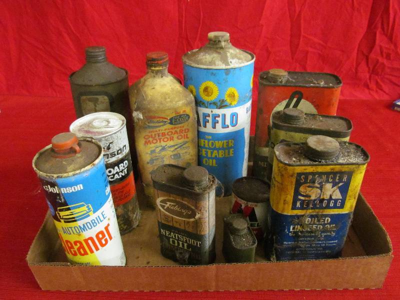 lot 156 image: vintage oil containers
