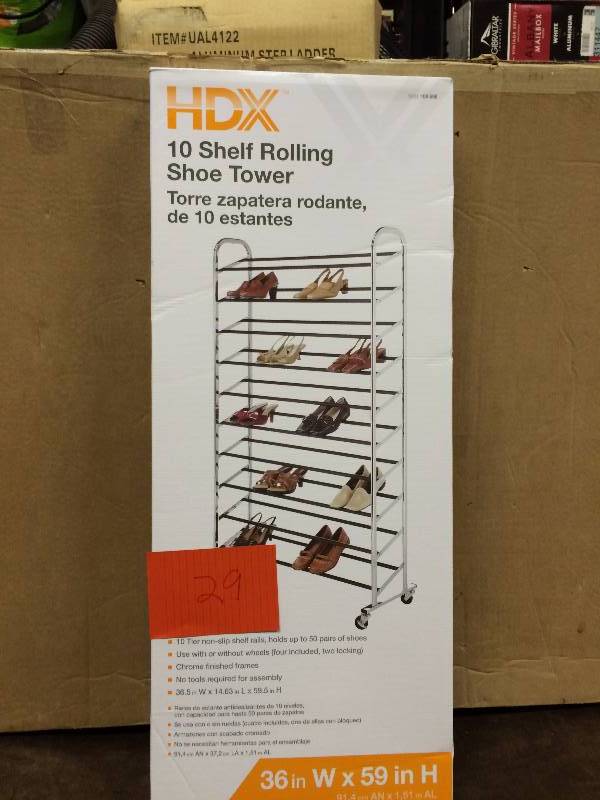 HDX Shelf Rolling Shoe Tower New