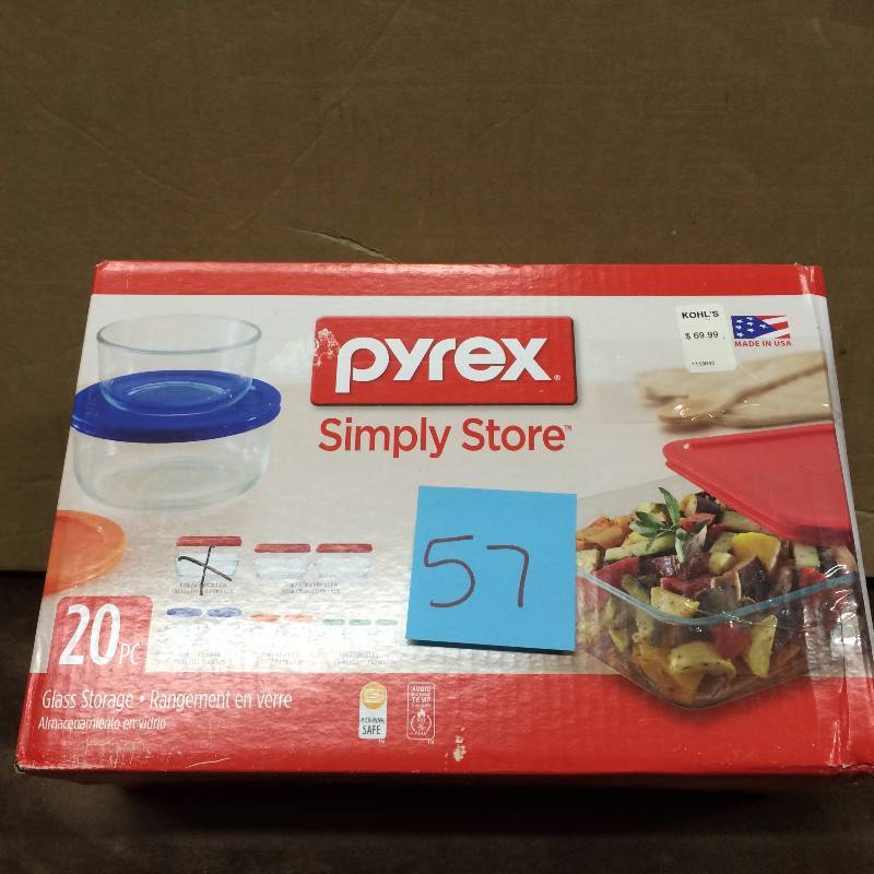 Pyrex 20 PC set - Missing 1 Bowl and cover New