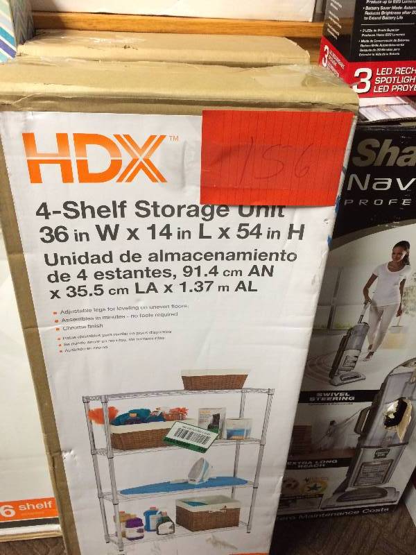 HDX 4 Shelf Storage Unit 36 in x 14 in x 54 in new