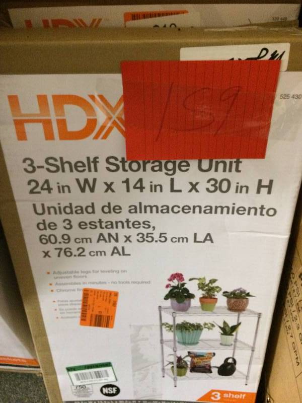 HDX 3 Shelf storage unit 24 in x 14 in 30 in new