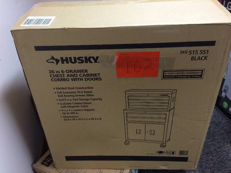 husky 26 in. 6-Drawer Tool Chest and Rolling Tool Cabinet Set, Black New