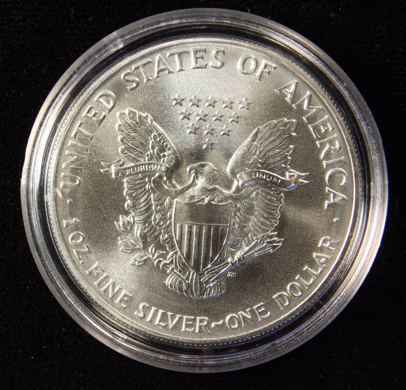 1986 AMERICAN SILVER EAGLE 1 TROY OZ. .999 FINE SILVER DOLLAR IN AIRTITE CAPSULE