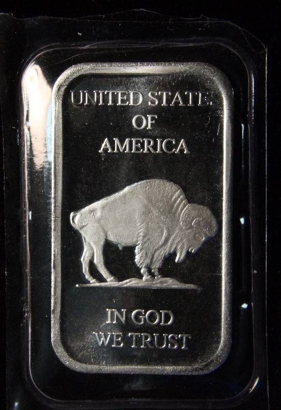 1 TROY OZ. .999 FINE SILVER BAR INDIAN BUFFALO DESIGN
