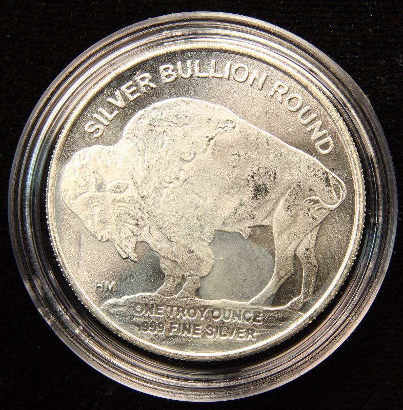 1 TROY Oz. .999 FINE SILVER INDIAN BUFFALO ROUND IN AIRTITE HOLDER