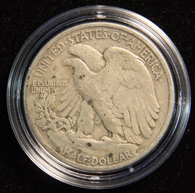 1937 WALKING LIBERTY SILVER HALF DOLLAR FINE IN AIRTITE HOLDER