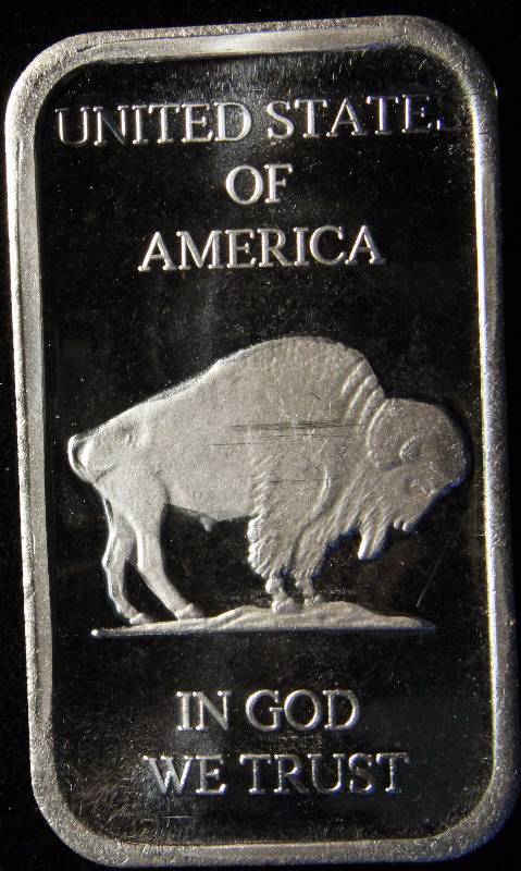 1 TROY OZ. .999 FINE SILVER BAR INDIAN BUFFALO DESIGN
