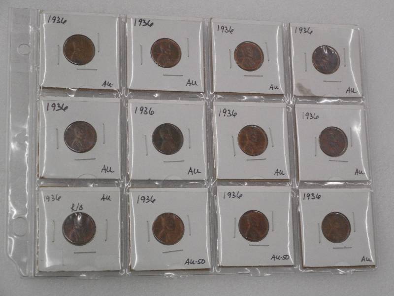 1936 Lincoln Wheat Cents, (12) Coin...