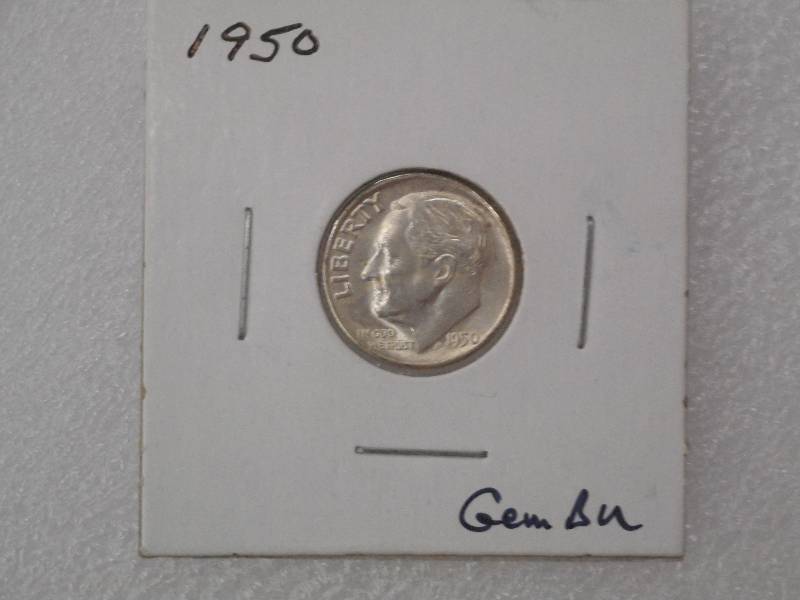 1950 Roosevelt Silver Dime, GEM BU...