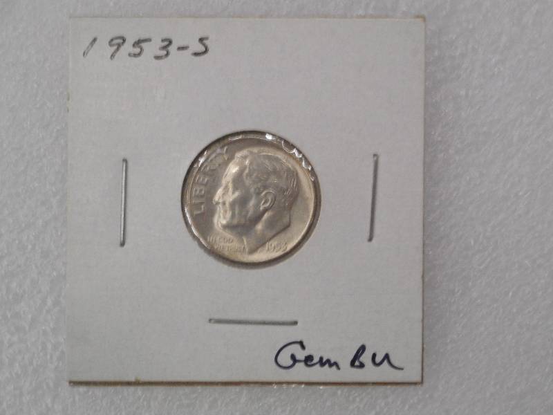 1953-S Roosevelt Silver Dime, GEM B...