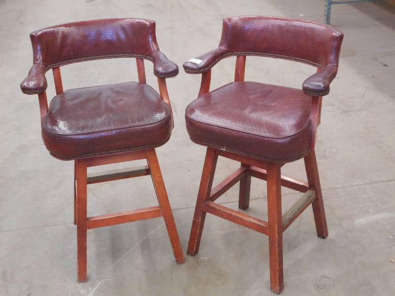 (2) Vintage Leather-Wrapped Swivel ...