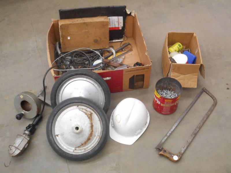 Box Lot Of Assorted Hardware, Wheel...