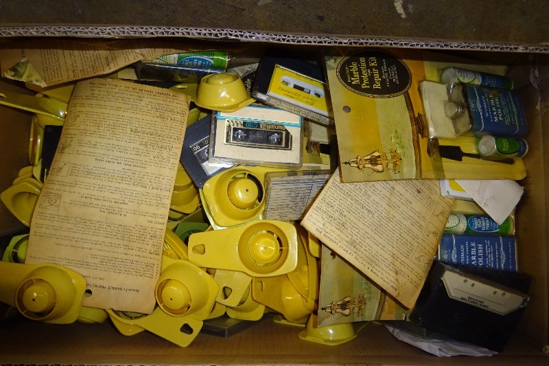 Strainers, marble repair kit, cassette tapes