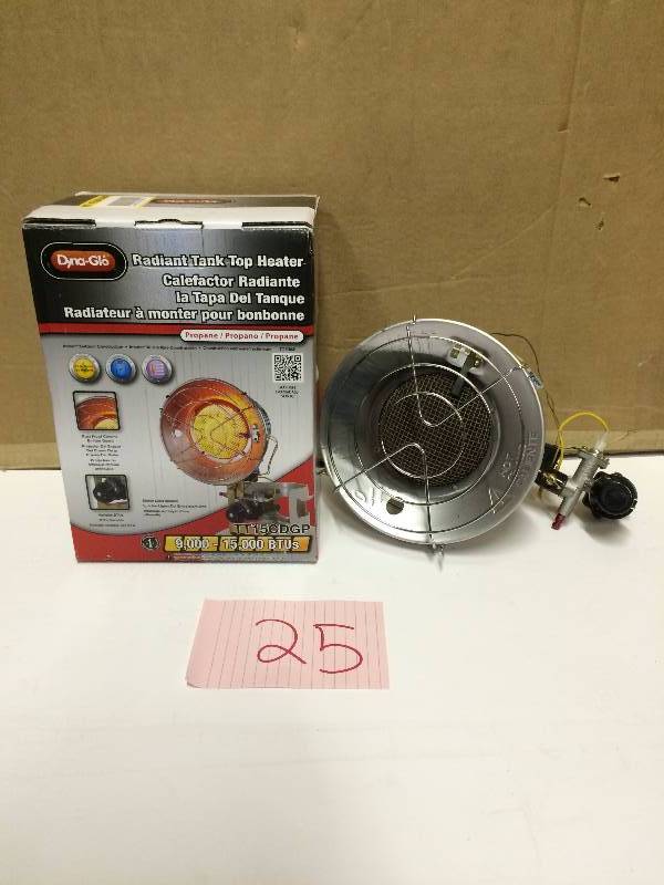 lot 25 image: Dyna Glo 15K LP Single Tank Top Infrared Heater