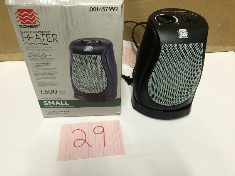 lot 29 image: Warmwave 1500-Watt Oscillating Ceramic Portable Heater New