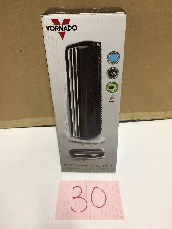 lot 30 image: Vornado DUO 14 in. V-Flow Small Room Tower Circulator New