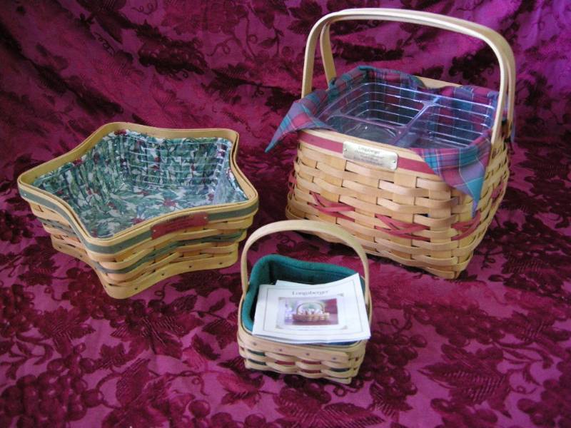 3 Longaberger Christmas Baskets
