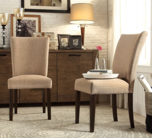 lot 50 image: Quinby Parson Linen Dining Chair - Tan (Set of 2)