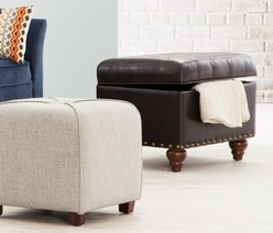 lot 82 image: Traditional Tufted Storage Ottoman with Nailheads - Espresso