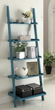 lot 104 image: French Country Ladder Bookshelf - Turquoise (5 Shelf)