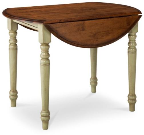 lot 139 image: Mulberry 42 Two-Tone Round Distressed Drop-Leaf Table - PistachioOak Color
