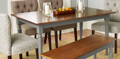 lot 141 image: Isabella Wood Top Dining Table - Gray