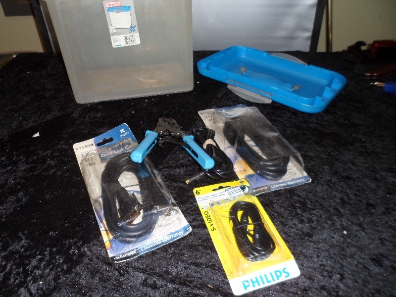 lot 71 image: Tote of Cables and Tool