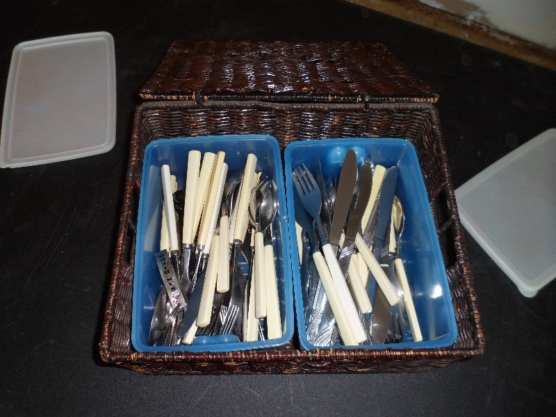 lot 165 image: Basket full of Flatware