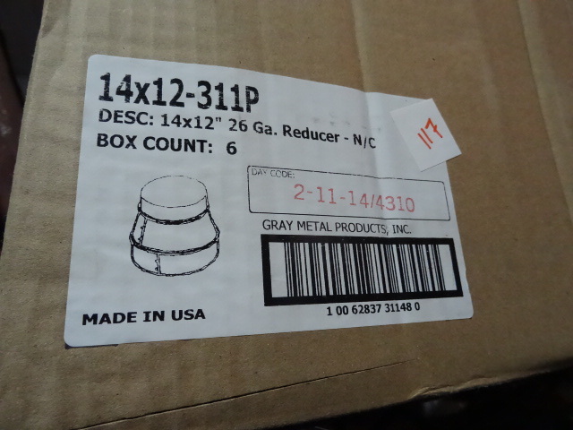 NEW Qty 6 14x12 in Round Galvanized Vent Reducer