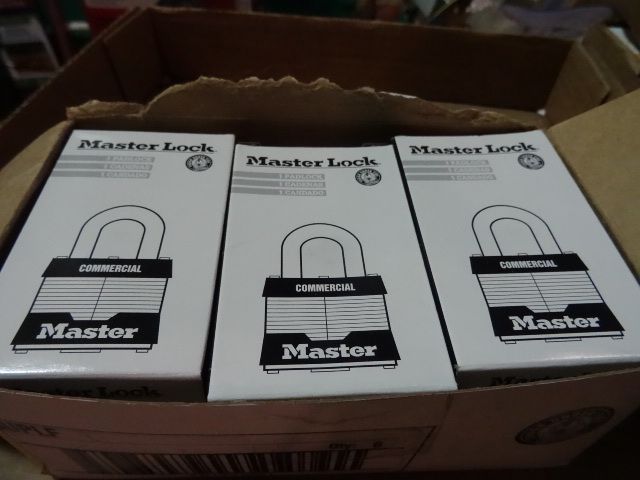 New Case Qty 6 Master Lock Commercial Padlock, Keyed Alike, Laminated Style, No Keys