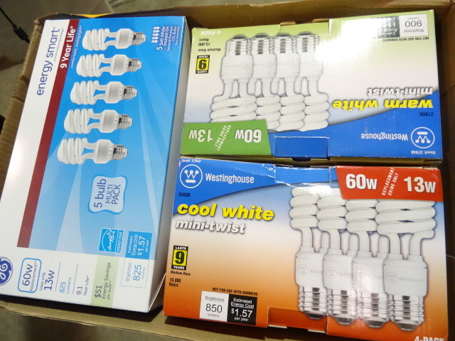 NEW Qty 12 CFL Light Bulbs 13 Watt  60 Watt Equivalent