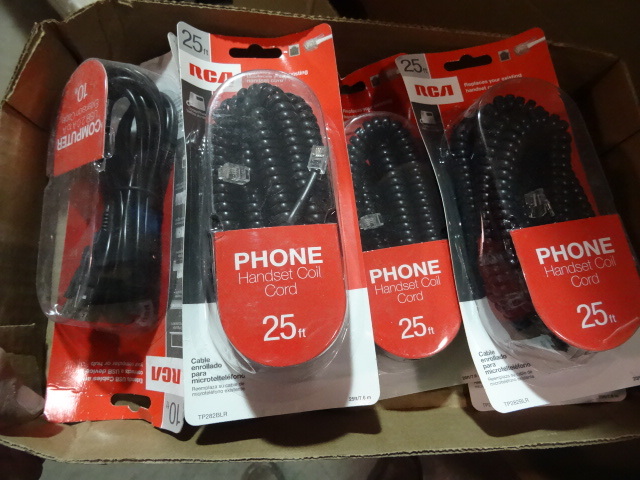 NEW Qty 6 RCA Cables 5 x Coiled Phone Cable Black 1 x USB 6ft cable Blk
