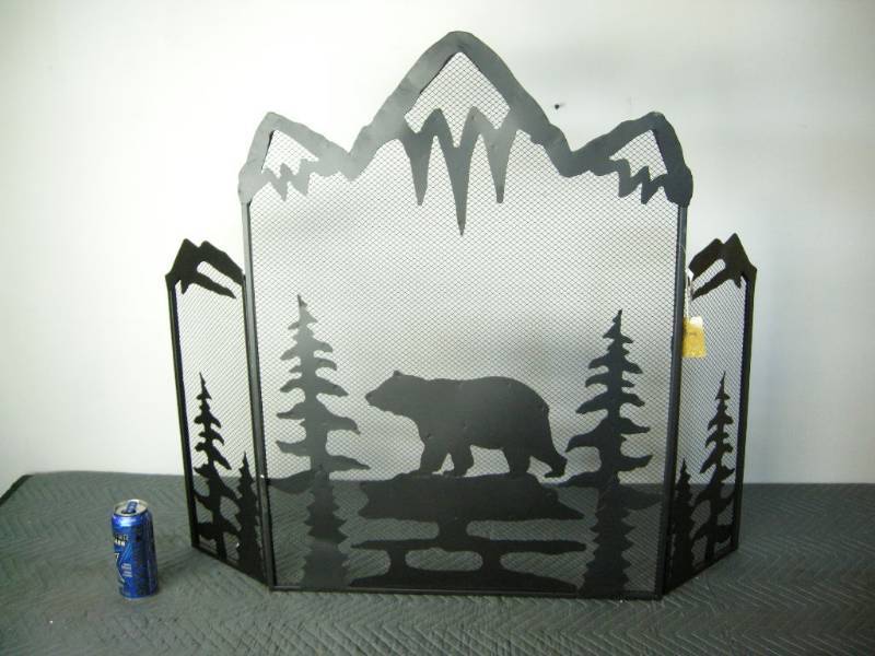 Metal Black Bear Fire Screen