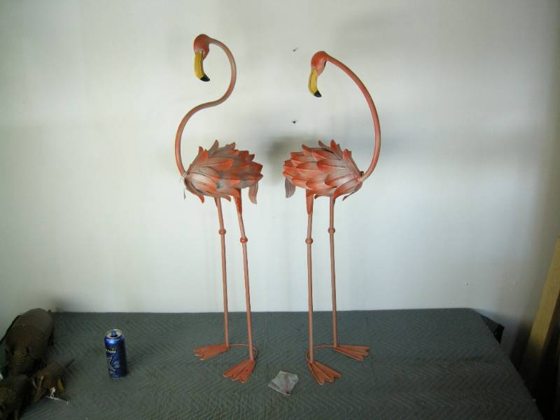 2 Whimsical Pink Flamingos