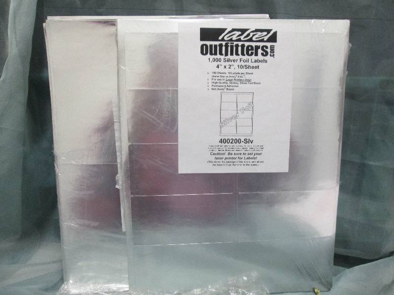 lot 14 image: 1000 Plus Silver Foil Labels 4 x 2...