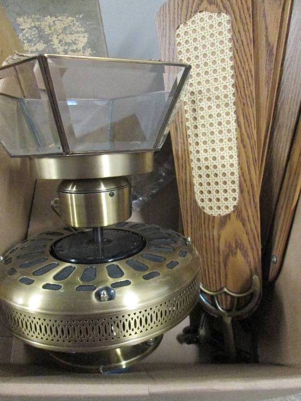 lot 49 image: Ceiling Light with fan  Brass Color...