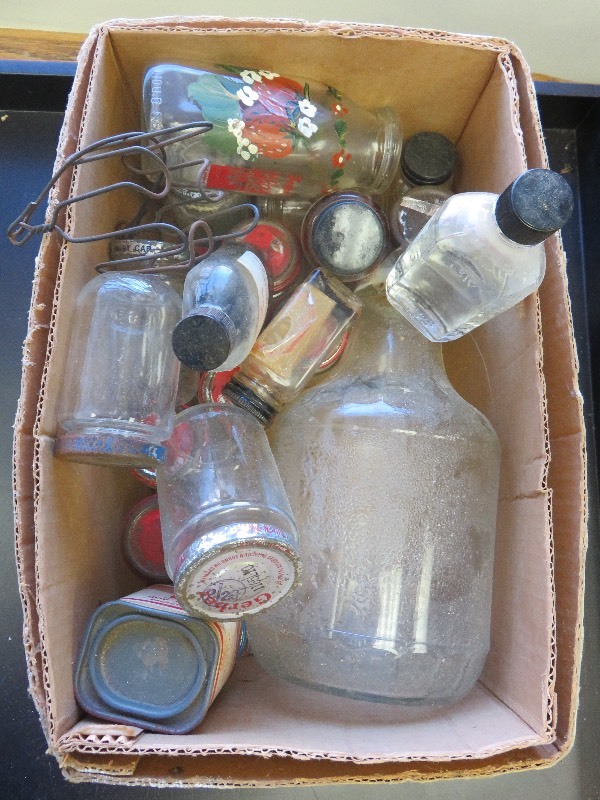 lot 27 image: Lot of Vintage Glass Jars Many with Lids
