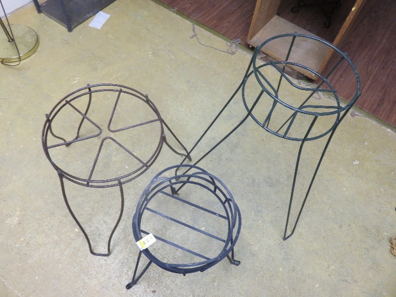 lot 58 image: 3 Tall Metal Plant Stands